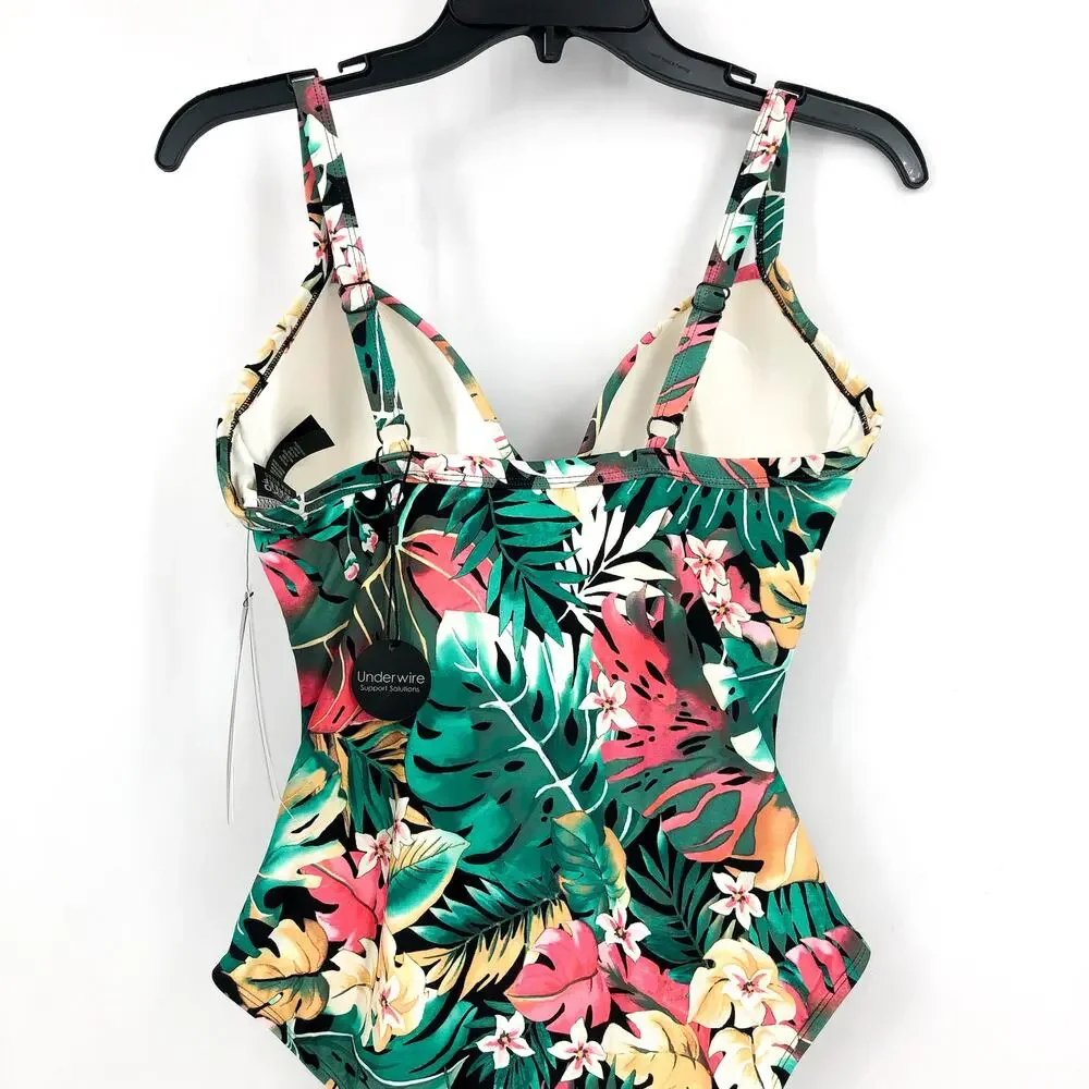 COCO REEF Enrapture One Piece 34DD Green Passion Flower Bra Sized Underwire NWT - Picture 7 of 13